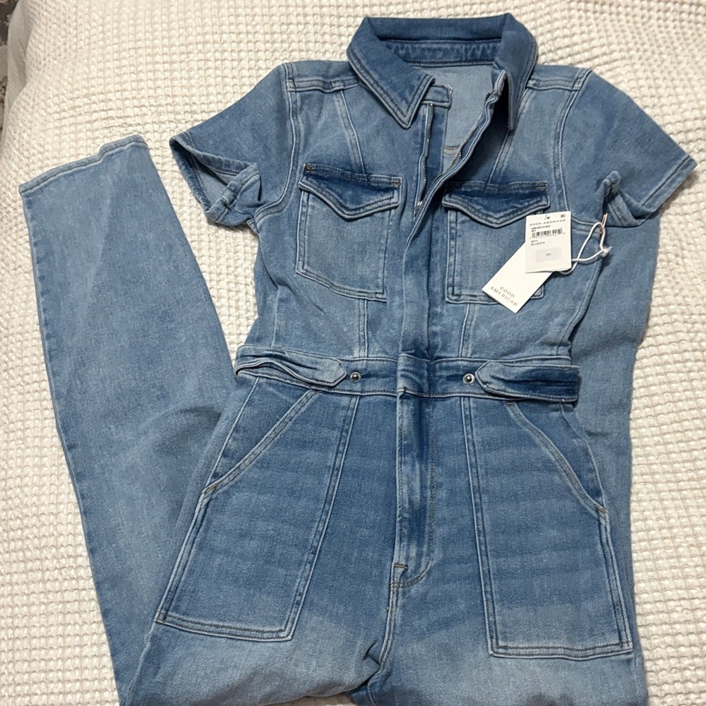 Good American Women's Blue Denim Jumpsuit - Picture 2 of 8